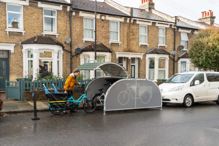 Man parks Cargo Bike